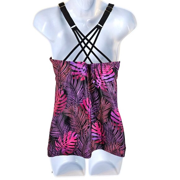 Tempt Me Womens Tropical Print Tankini Swimsuit Set & Boy Shorts Size Med Beach - Picture 3 of 10